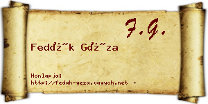 Fedák Géza névjegykártya